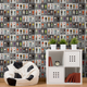 Papier peint Football team Gris clair et multicolore Satiné