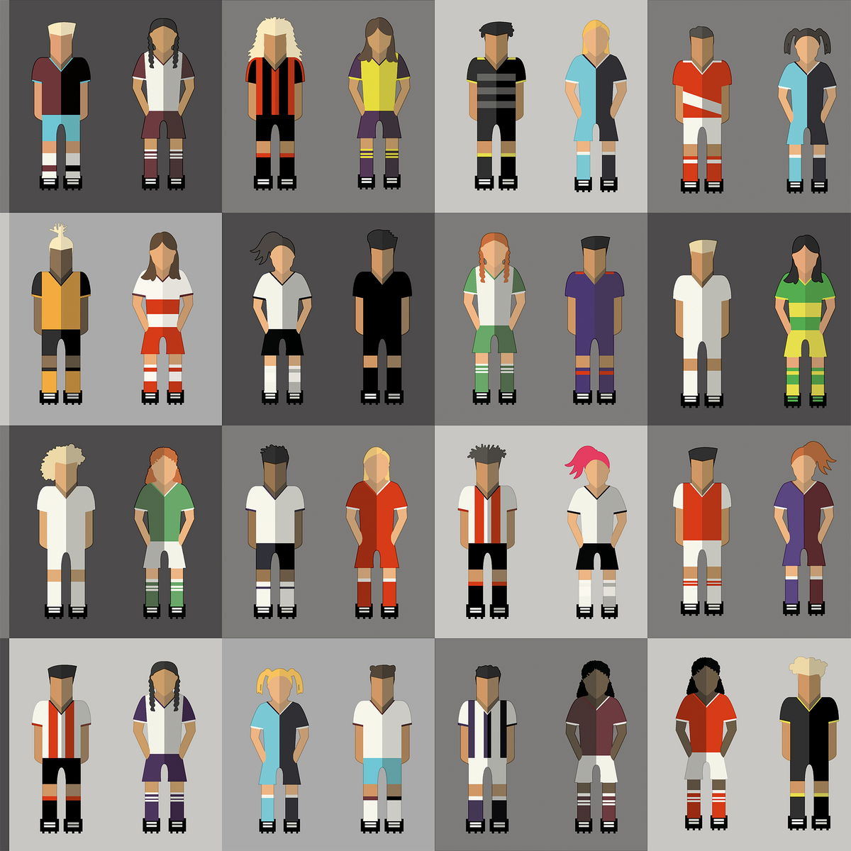 Papier peint Football team Gris clair et multicolore Satiné