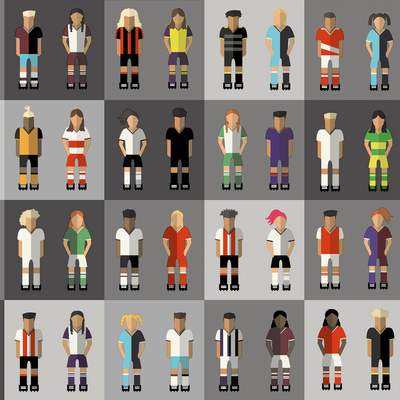 Papier peint Football team Gris clair et multicolore Satiné