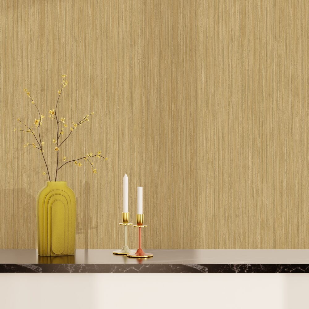 Papier peint intissé Linen Jaune paille Satiné