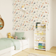 Papier peint intissé Fox & bears Bleu aqua et orange brûlée Mat