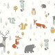 Papier peint intissé Fox & bears Bleu aqua et orange brûlée Mat