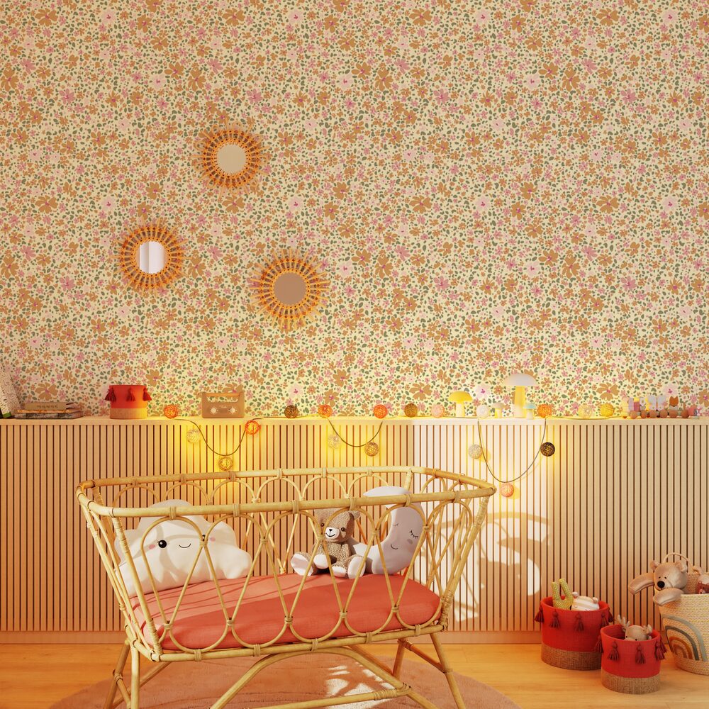 4MURS Papier peint intissé Sidonie Vanille et orange Mat
