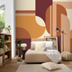 Papier peint panoramique XL Luisa Orange, beige et aubergine Mat