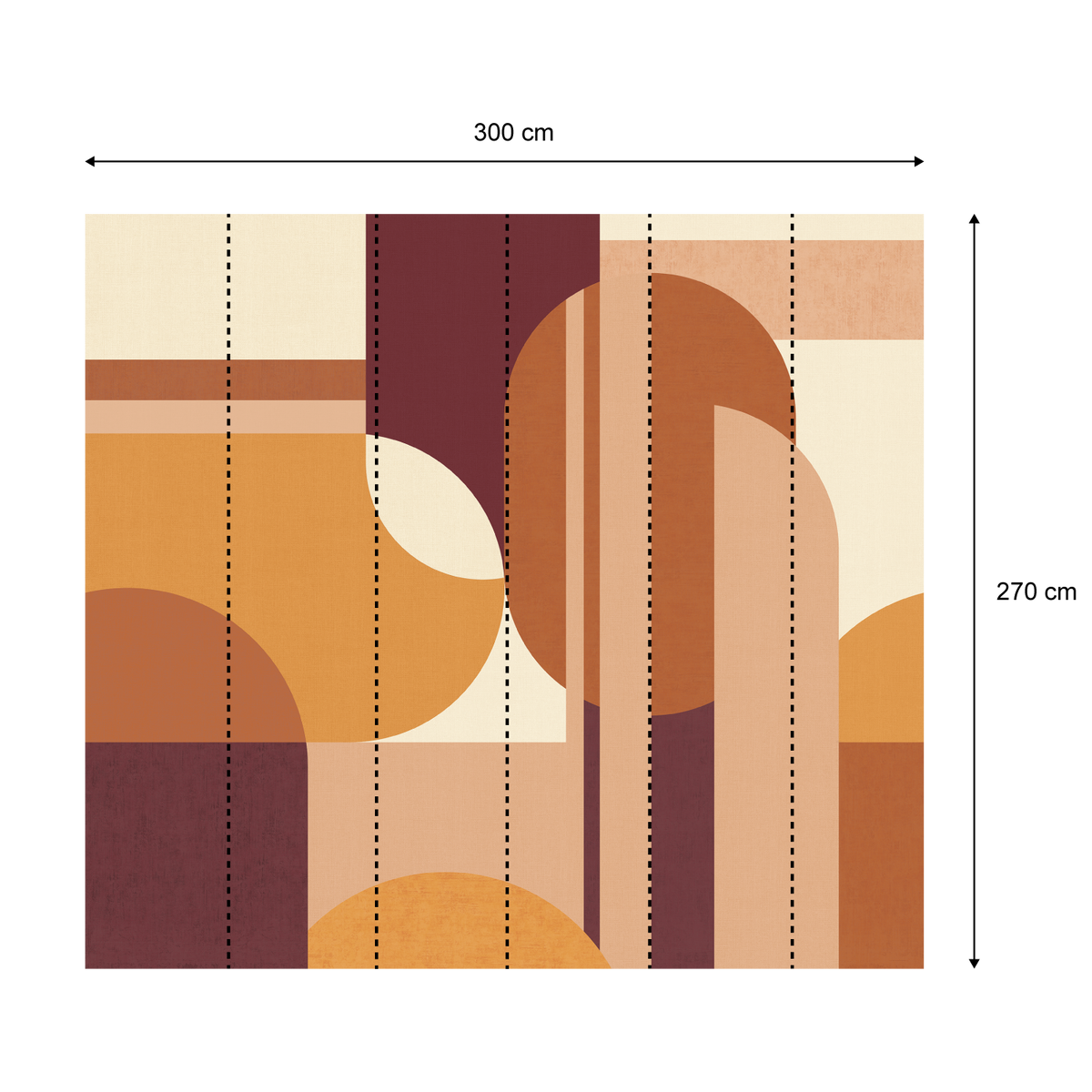 Papier peint panoramique XL Luisa Orange, beige et aubergine Mat