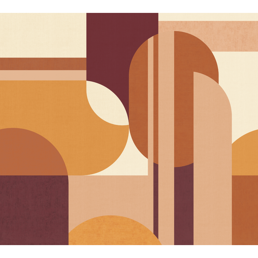 Papier peint panoramique XL Luisa Orange, beige et aubergine Mat