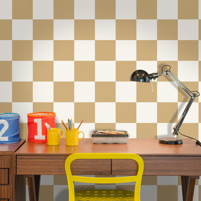HOLDEN DECOR Papier peint Check this out ! Curry et écru Mat