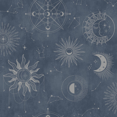HOLDEN DECOR Papier peint Cosmic Bleu nuit et reflets argentés Métallisé