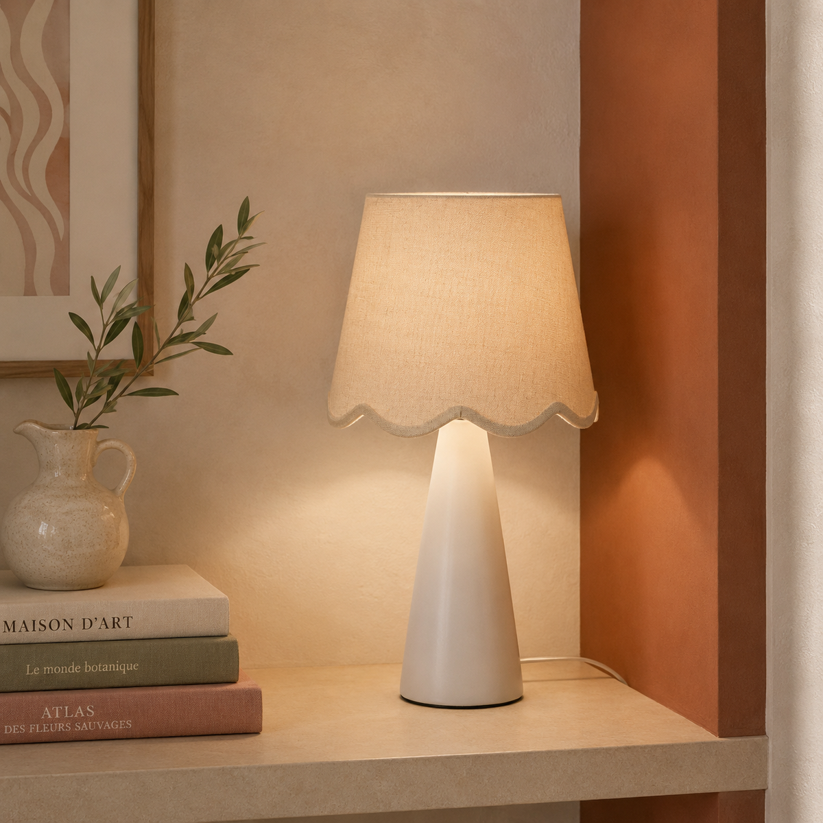 OSTARIA Lampe à poser Mathilde Blanc et beige