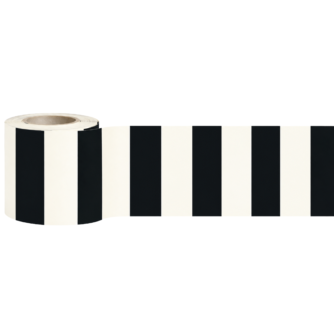 4MURS Frise intissée pré-encollée Grand tadam Noir et blanc doux Mat