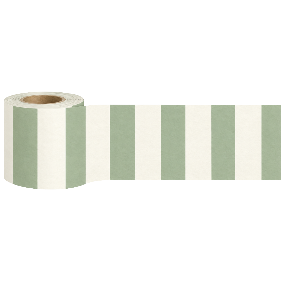 4MURS Frise intissée pré-encollée Grand tadam Vert sauge et blanc doux Mat
