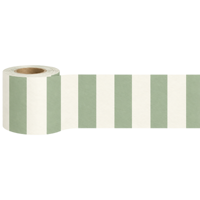 4MURS Frise intissée pré-encollée Grand tadam Vert sauge et blanc doux Mat