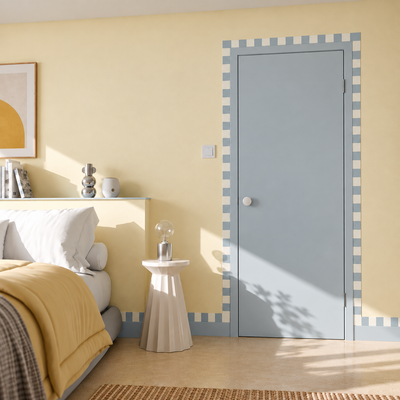 4MURS Frise intissée pré-encollée Petit tadam Bleu ciel et blanc doux Mat