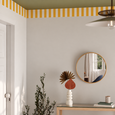 4MURS Frise intissée pré-encollée Grand tadam Jaune curry et blanc doux Mat
