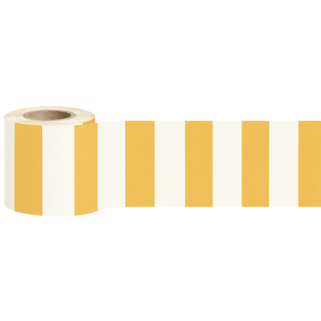 4MURS Frise intissée pré-encollée Grand tadam Jaune curry et blanc doux Mat