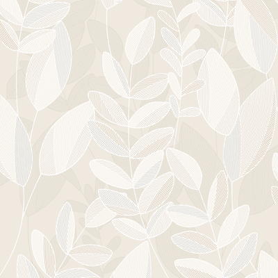 Papier peint intissé Paraiso Beige lin, taupe clair, blanc cassé Satiné