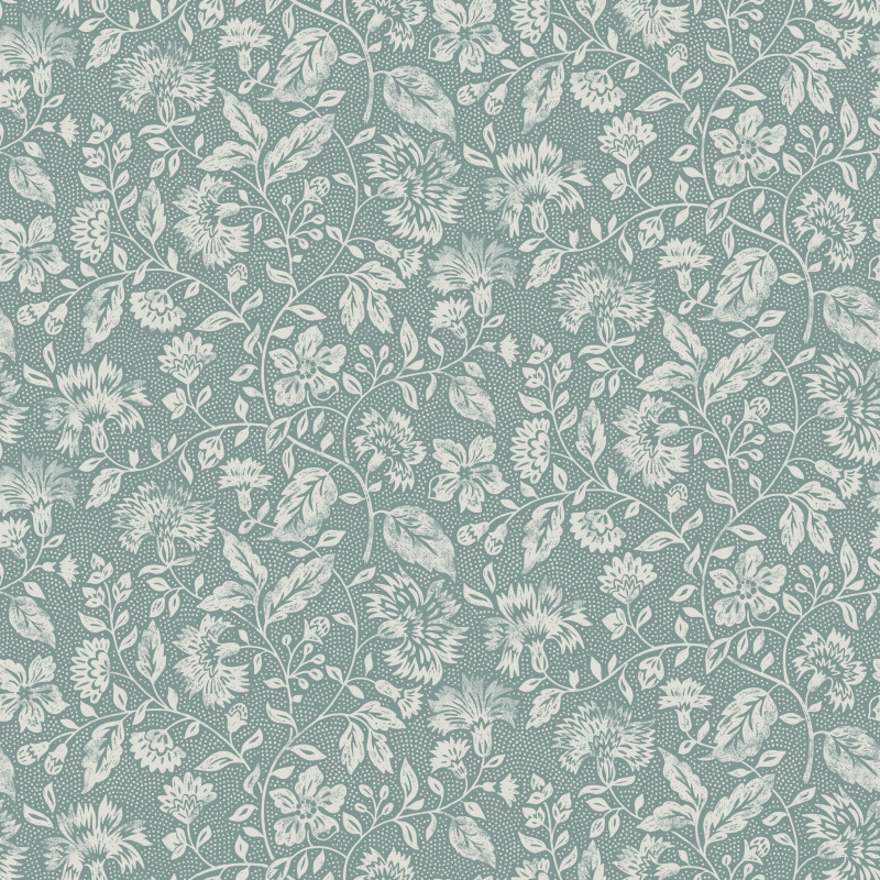 Papier peint intissé Bloomfield Vert sauge, vert grisé, blanc grisé Satiné