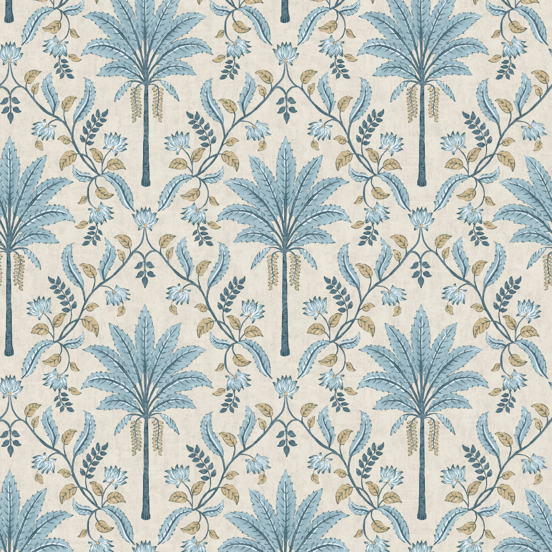 HOLDEN DECOR Papier peint intissé Ariara Bleu grisé, bleu pétrole, beige sable et écru