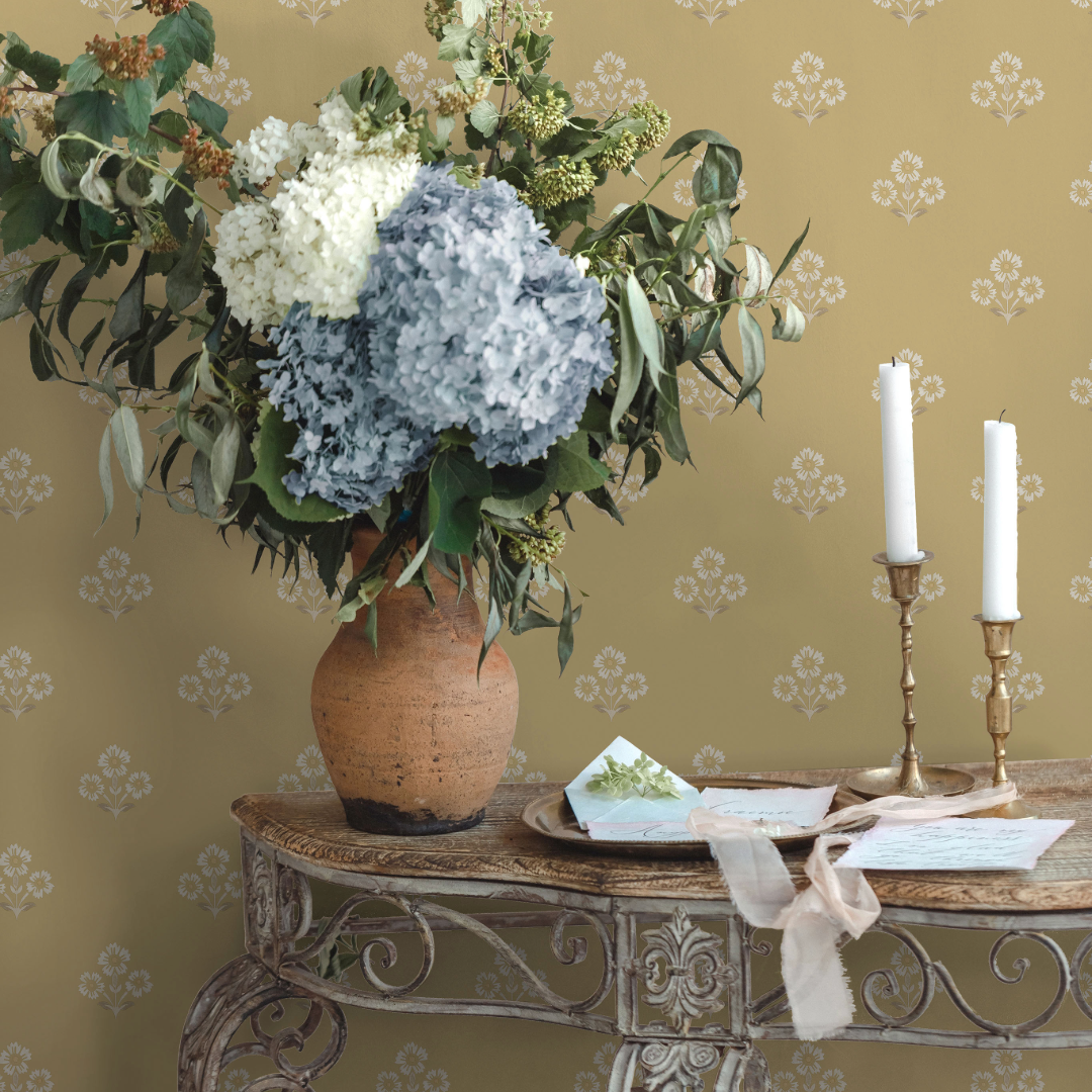 HOLDEN DECOR Papier peint intissé Isadora Jaune ocre, taupe, beige Mat