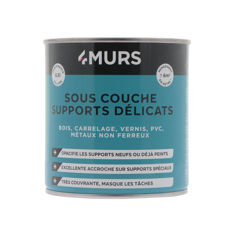 4MURS Peinture Sous couche supports délicats Blanc Mat 0,5L