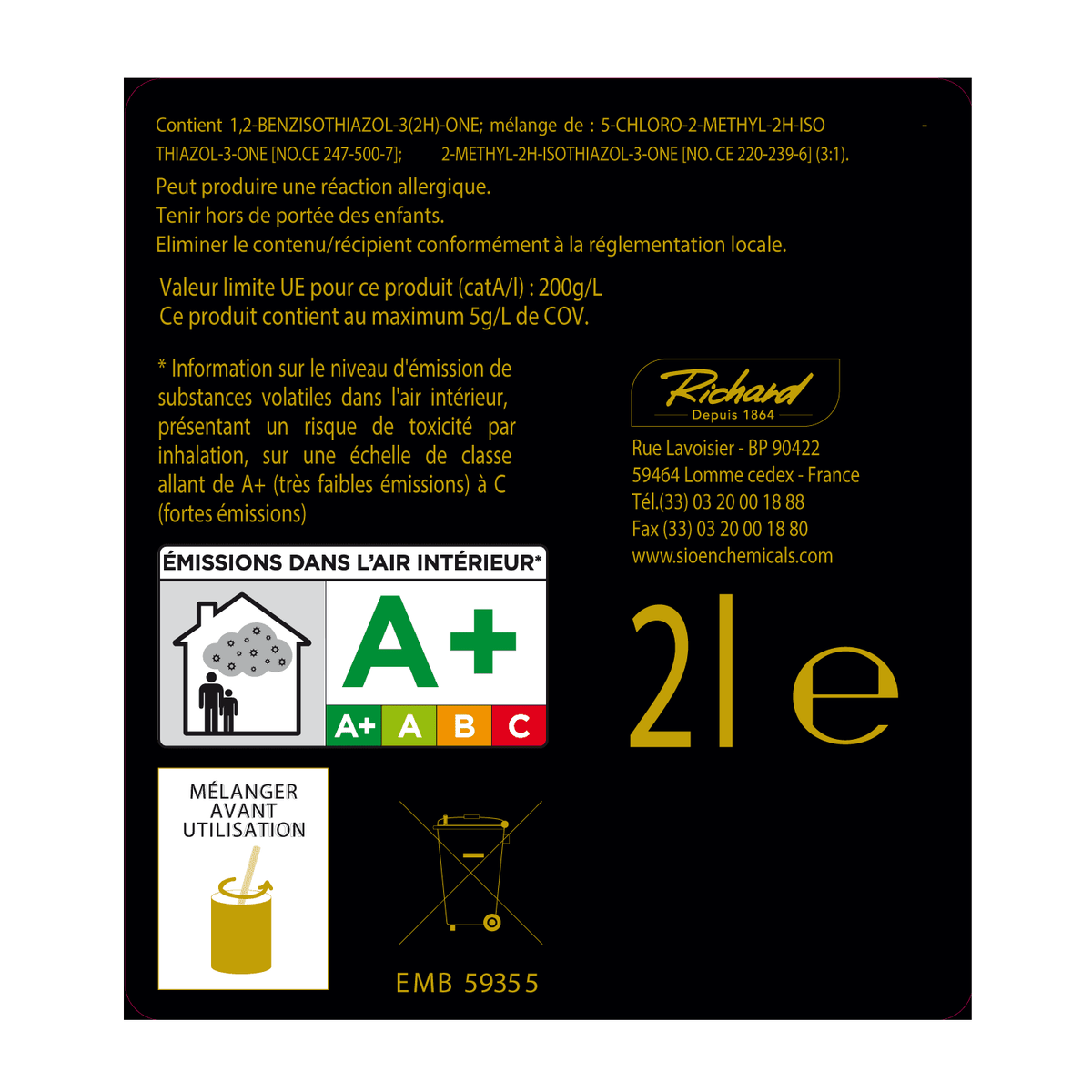 RICHARD Peinture Metal Plume d'argent Satiné 2L