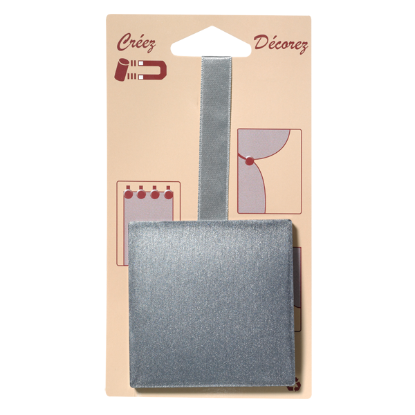 Embrasse aimantée Nacre carrée Argent Plastique