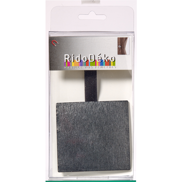 Embrasse aimantée Nacre carrée Noir satiné Plastique