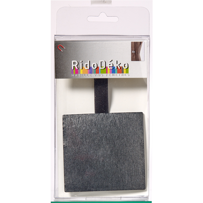 Embrasse aimantée Nacre carrée Noir satiné Plastique