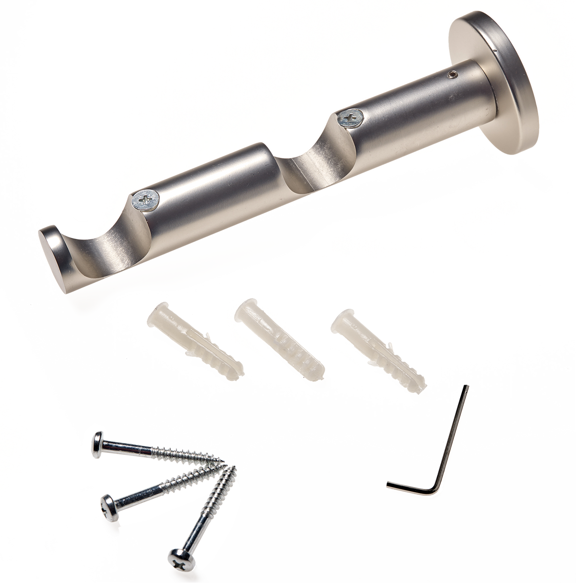 Support barre à rideau Zen Nickel mat Métal brossé