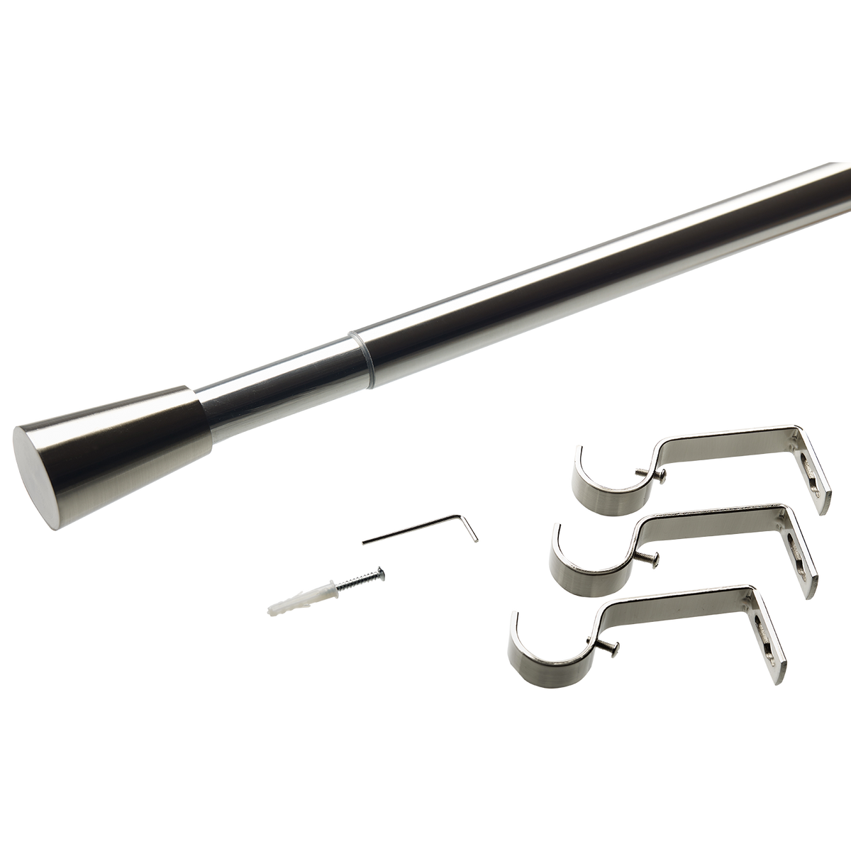 Kit barre à rideaux Valencia Nickel brossé Métal brossé