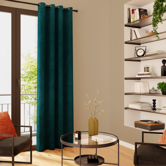 4MURS Rideau VELVET coloris bleu paon 140 x 260 cm