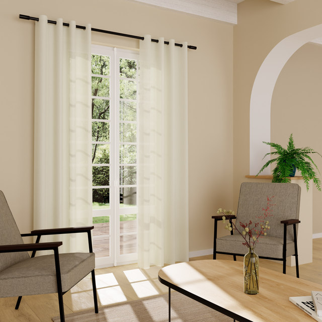 Voilage LINETTE coloris beige 145 x 240 cm