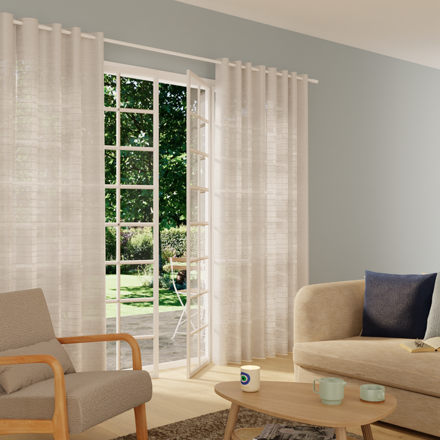 Voilage FLOT BLEU coloris blanc 300 x 240 cm