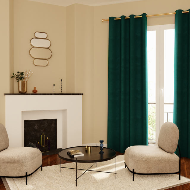 Rideau GRAZIA coloris bleu paon 140 x 240 cm