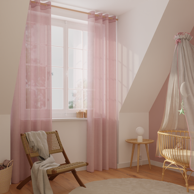 Voilage Étamine givrée Rose poudré