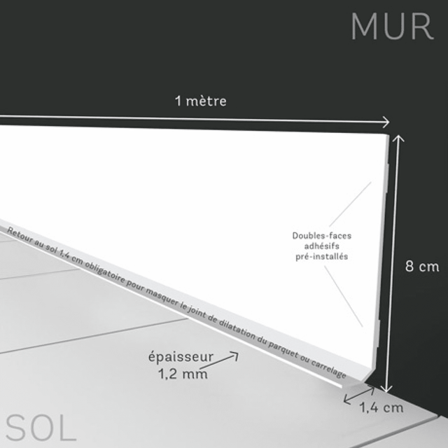 Plinthe déco ALU BROSSÉ coloris alu