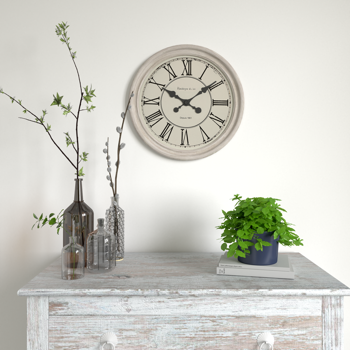 Horloge en bois Clothilde Blanc