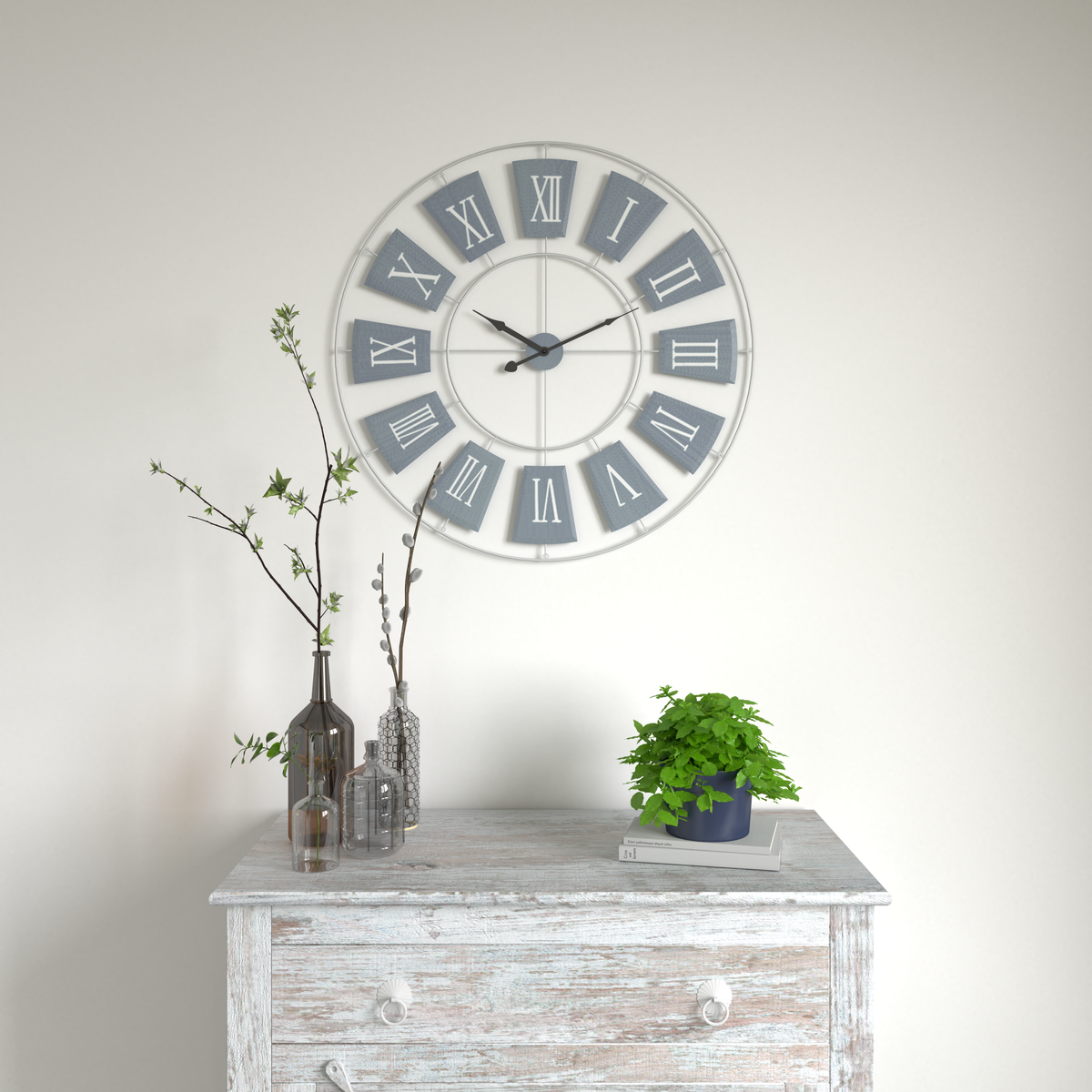 Horloge en métal Noelie Gris bleu