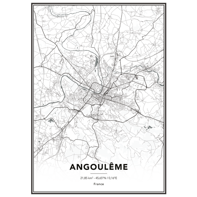4MURS Image encadrée MAP ANGOULEME 50 x 70 cm