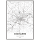 4MURS Image encadrée Map angouleme Blanc