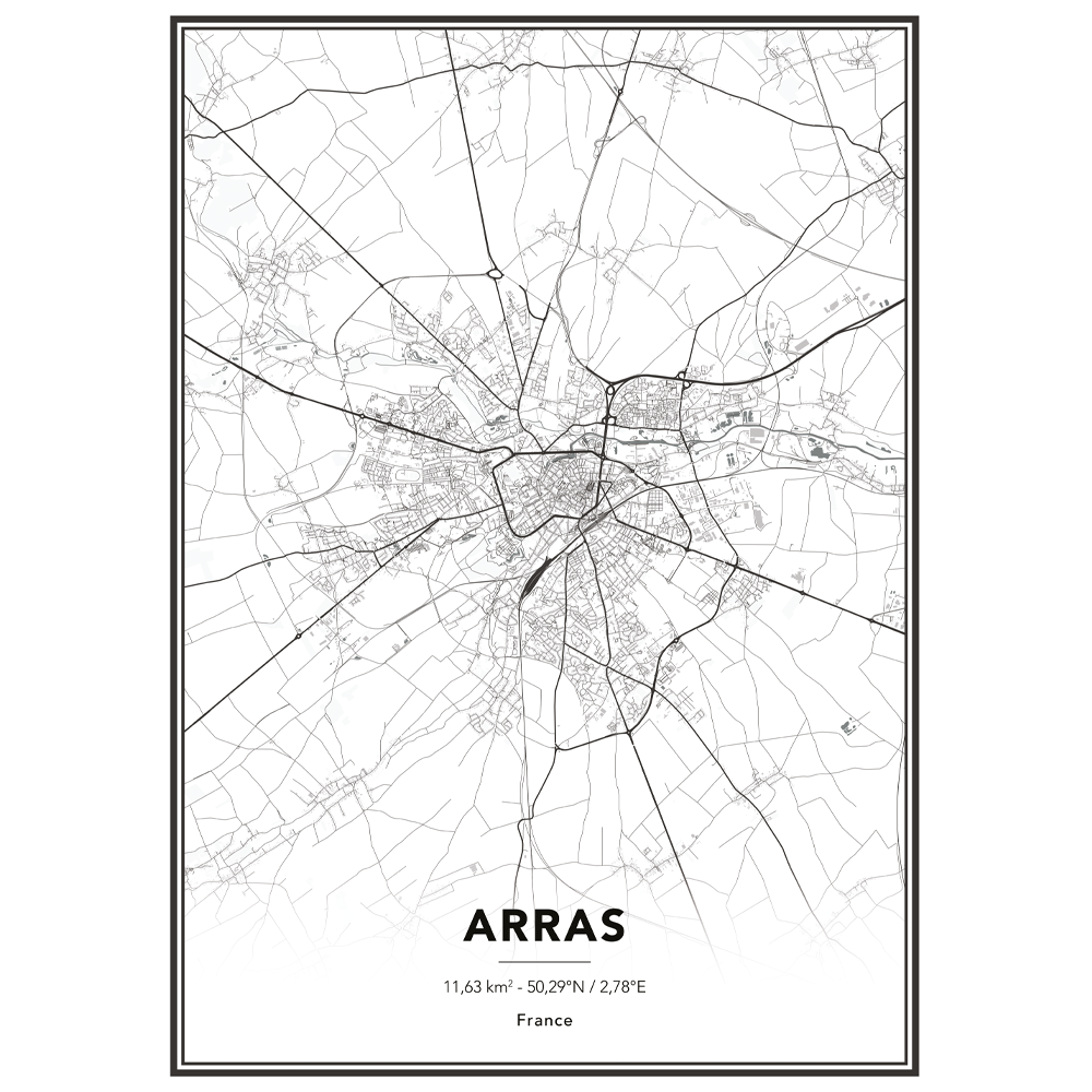 4MURS Image encadrée Map arras Blanc