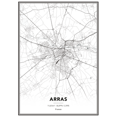 4MURS Image encadrée Map arras Blanc