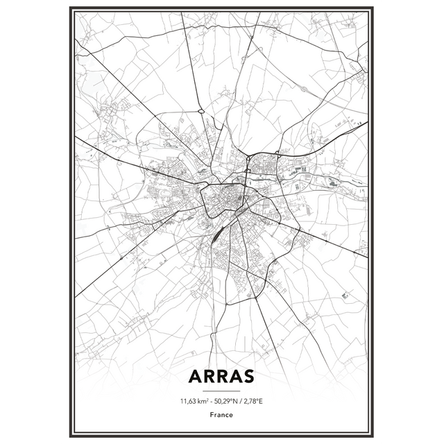 4MURS Image encadrée MAP ARRAS 50 x 70 cm