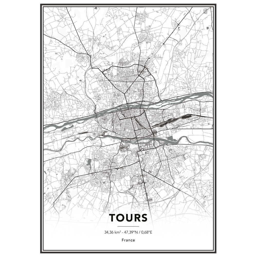4MURS Image encadrée Map tours Blanc