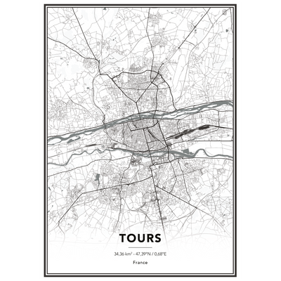 4MURS Image encadrée Map tours Blanc