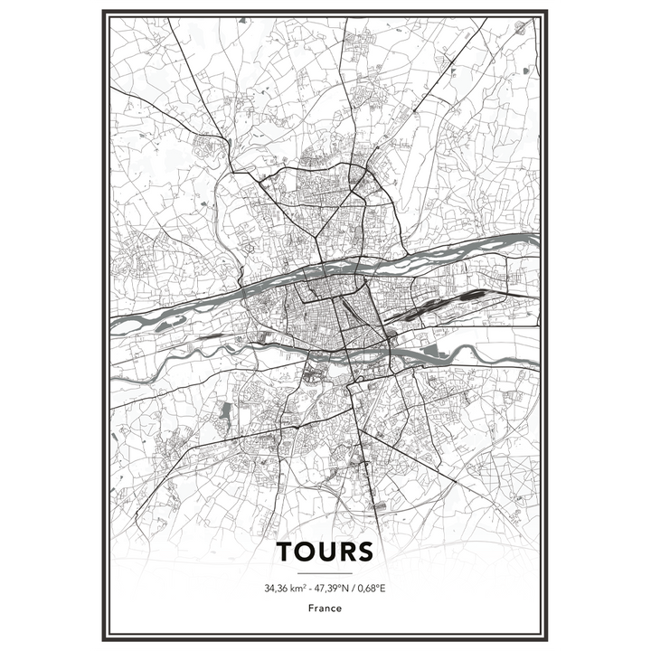 4MURS Image encadrée Map tours Blanc