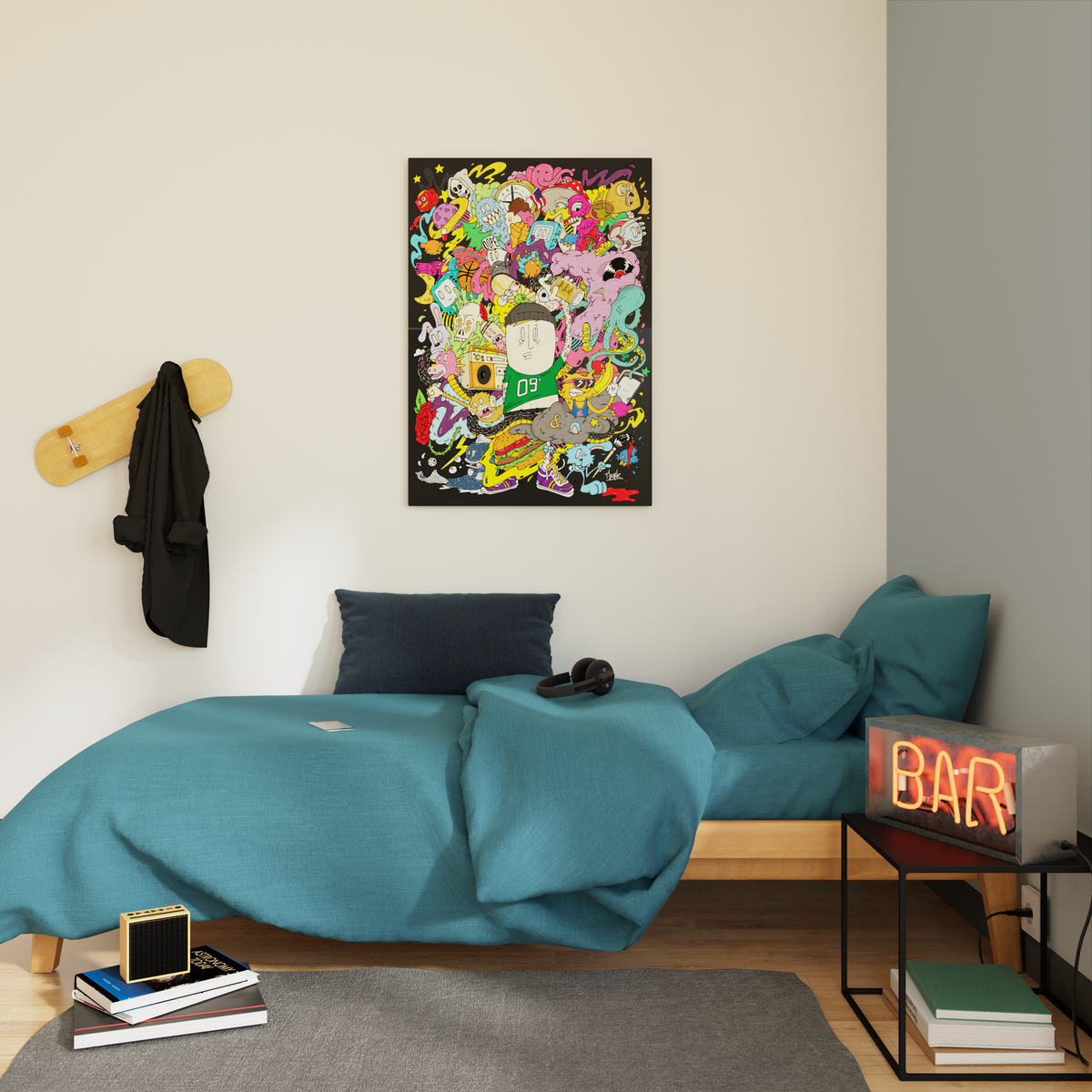 4MURS Tableau en verre Street art Multicolore 