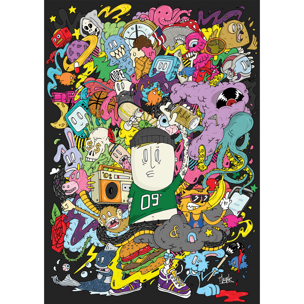 4MURS Tableau en verre Street art Multicolore 