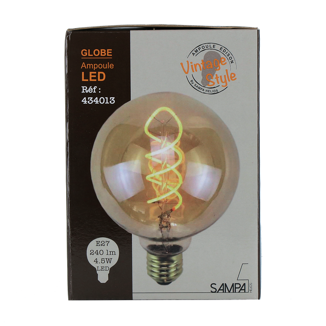 Ampoule LED GLOBE AMBRE FILAMENT 25W E27 95 mm jaune 14 x 9,5 cm
