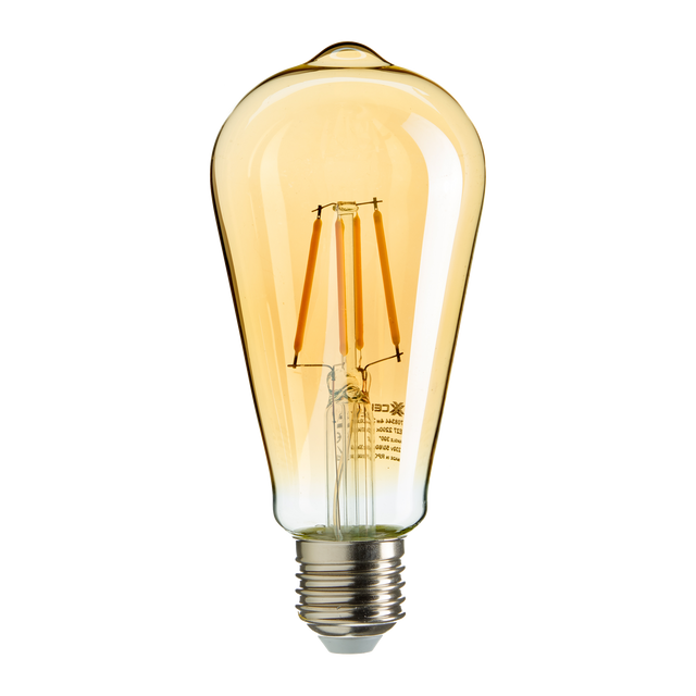 Ampoule LED POIRE AMBRÉ ST64 30W E27 lumière chaude jaune 14 x 6 cm